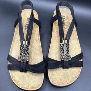 Alegria Roz Casual Black Sandal Features Ornamental Hardware, Size 39 (8.5)